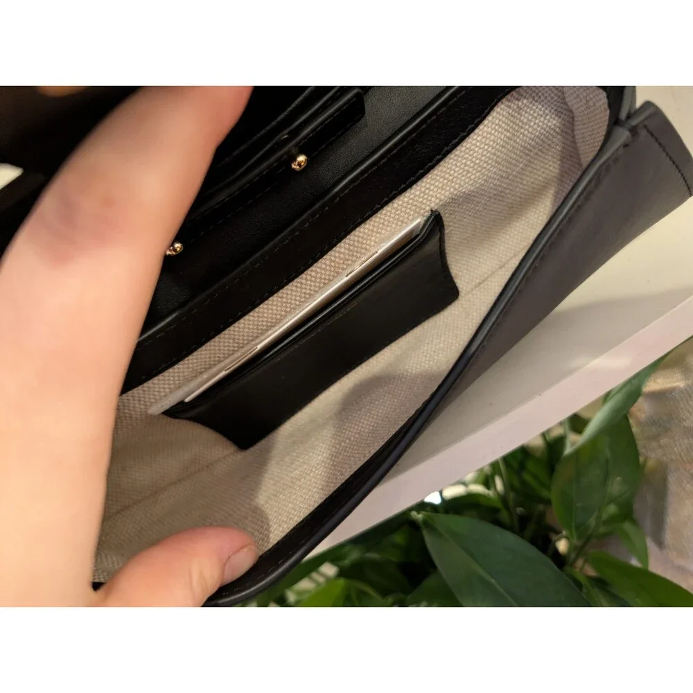 NWT Michael Kors Colby Leather Convertible Clutch Black Gold Hardware
